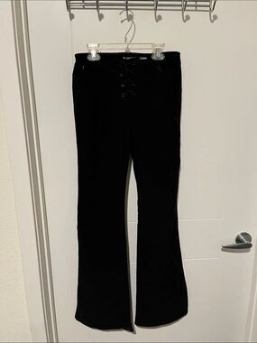 Vintage Y2K Guess Black Pockets Lace-Up Front Flared Pants 2000’s Goth Emo Club